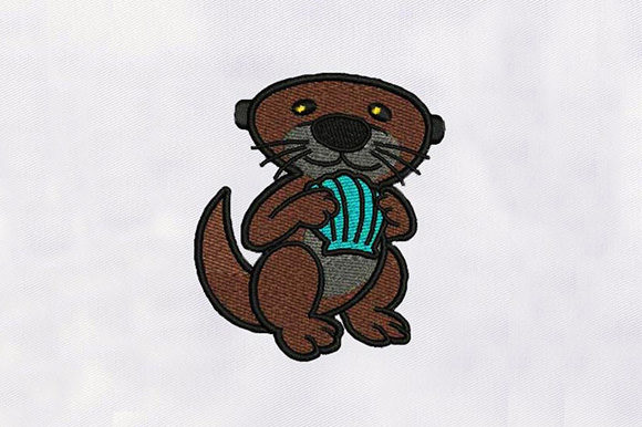 Otter with Seashell Design