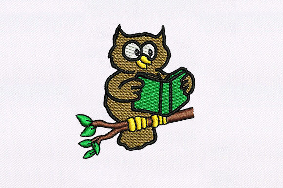 Owl Reading Book: A Charming Embroidery Design for Personalized Gifts